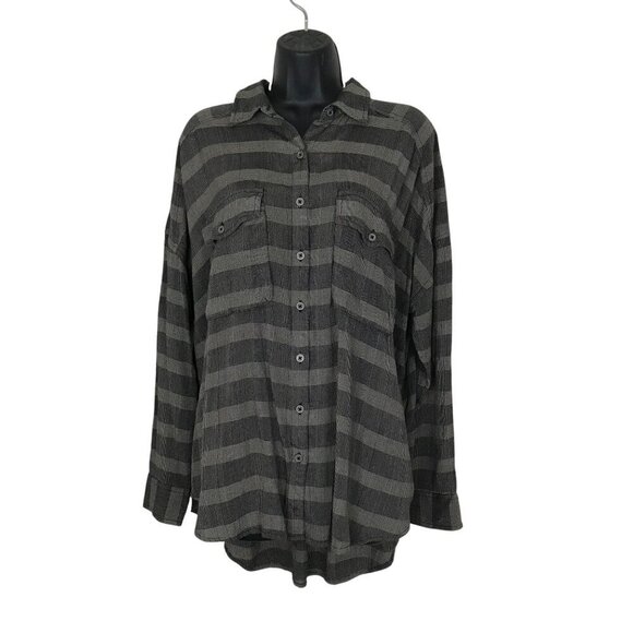 Free People Plaid Button Down Shirt Over Sized Size S - Picture 1 of 7